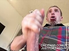 Gooning Dude With Hairy Taint Ruins Orgasm, Uses Cum as Lube