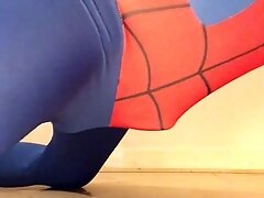 'WANKING in my New SPIDER-MAN Outfit ** Rock HARD COCK & Super HORNY **'