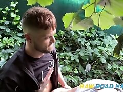 'Guy in the bushes lubes up his sloppy hole with multiple loads of cum'