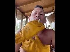 Clip from Only Fans Smoking in leather gloves