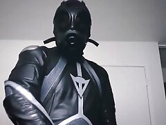 Gay mask, leather biker, poppers masturbation