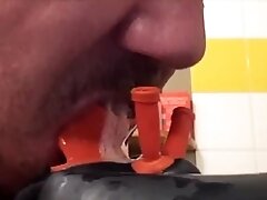 'locked in my studio gum mask with my piss my cum and my braces'