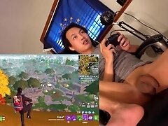Playing fortnite naked. Hitting some nice snipes hehe and a win!