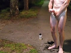 Naked male masturbating in public