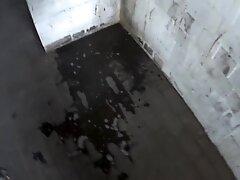 'pissing in the parking garage together with my boyfriend making big puddle'