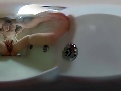 VR chubby male in the bathtub masturbating