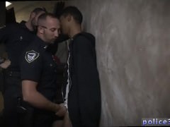 Gay black cop teasing twink first time
