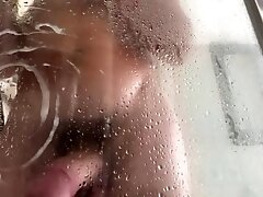 Listen to my moans when i orgasm in shower and cum on the glass
