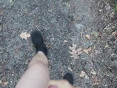 Walking nude on a trail.