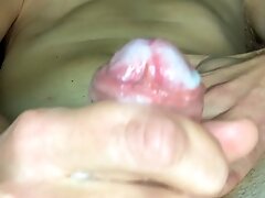 Cock jerking with big cumshot at the end