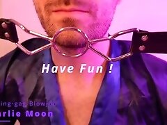 Sloppy BLOWJOB while GAGGED - DEEPTHROAT training & Ring-gag BDSM  Charlie Moon