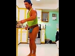 Mac Preps Coffee in Sexy Thong Undies